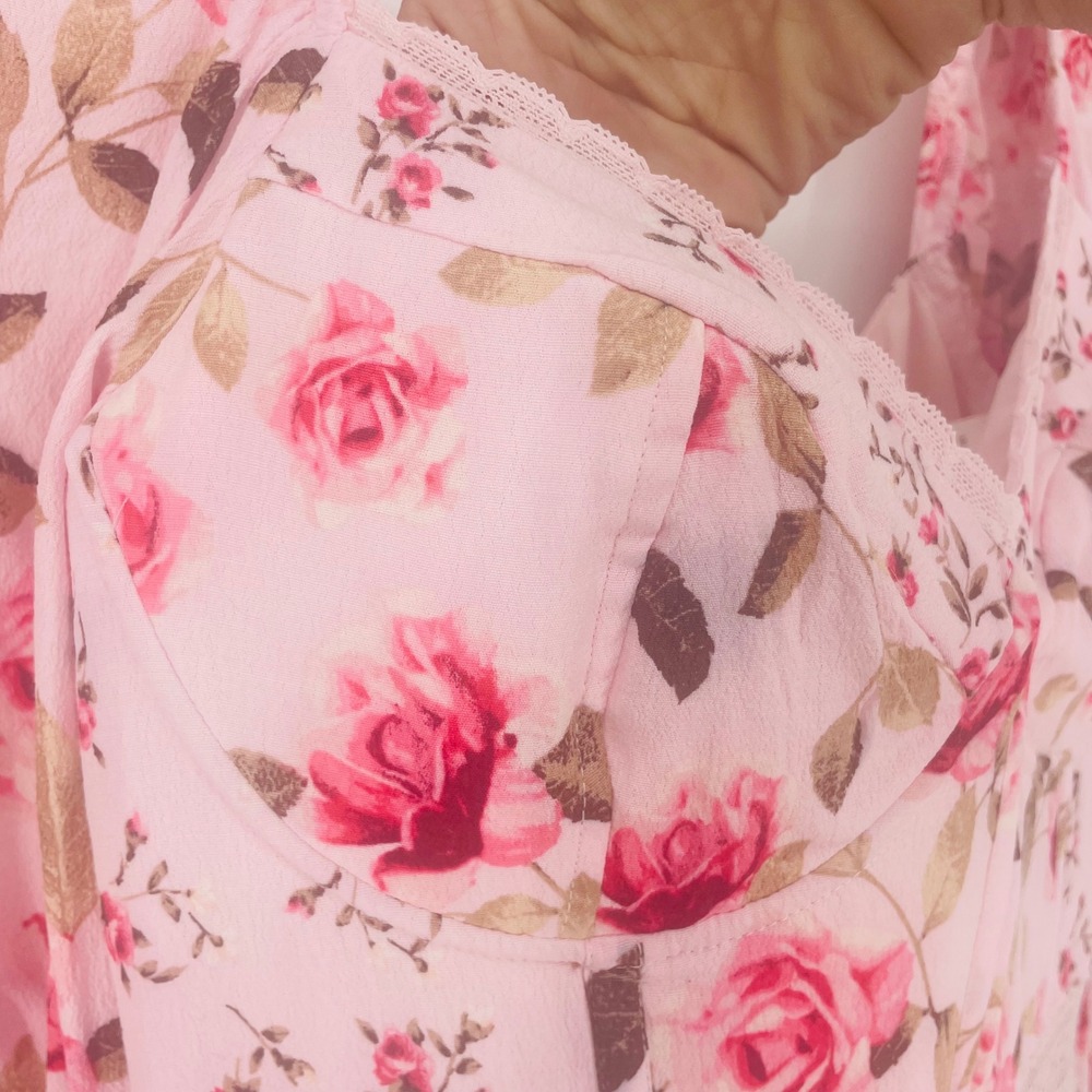 Altar'd State Kate Pink Floral Rose Lace Mini Dress size L Cottagecore Garden - Picture 11 of 16